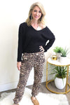 Brown Leopard Joggers-Bottoms, Loungewear-Womens Artisan USA American Made Clothing Accessories
